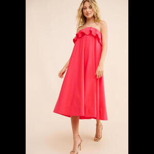 Anthropologie - Strapless Flounce A-Line Midi Dress, size XS